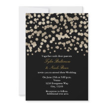Svart & Guld Glitterprick Modern Bröllopsinbjudan