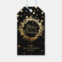 Svart Guld God jul Eucalyptus Utandning Presentetikett