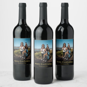 Svart & Guld God Jul Foto Vin Etikett