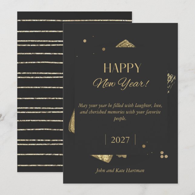 Svart & Guld Gott Nytt År  (Fram/baksida)