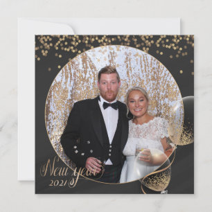 Svart Guld Gott Nytt År 2021 Lägg Till Ditt Eget F Julkort