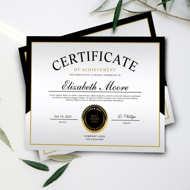 Svart Guld Gräns certifikat för Achievement Award (Skapare uppladdad)