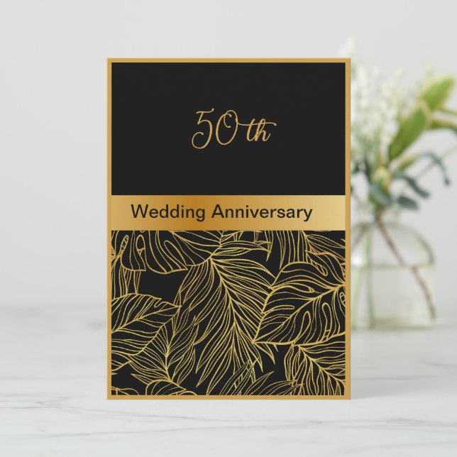 Svart guld greenery 50:e bröllop-årsjubileum (Stående Fram)