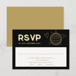 Svart Guld Groovy Bröllopsmåltid Val RSVP-kort OSA Kort
