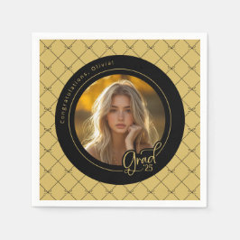 Svart Guld Gult Photo Studentfest Papper Pappersservett