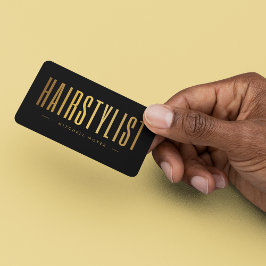 Svart & Guld Hair Salon Hairstylist Minimalist Visitkort
