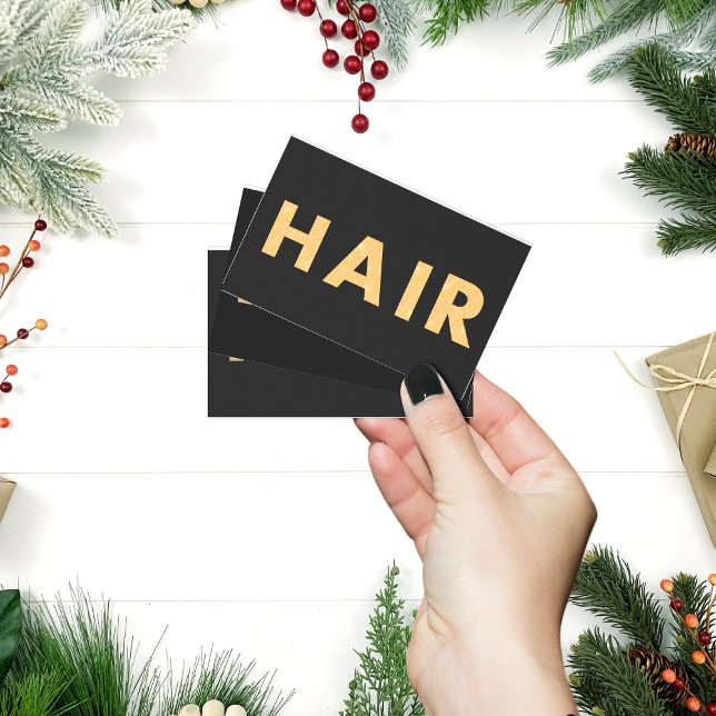 Svart&Guld Hairstylist, modern, elegant QR-kod Visitkort (Skapare uppladdad)