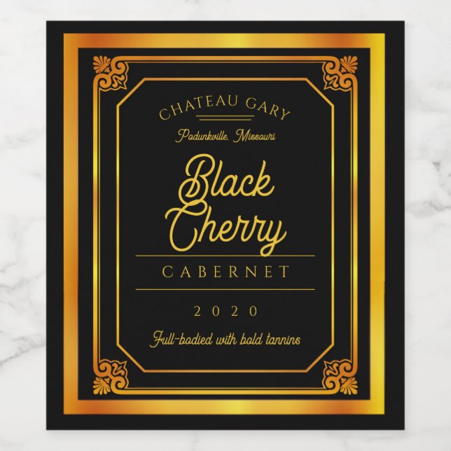 Svart guld-hemmärkmärket vin personlig vin vinflaska etikett (Singel etikett)