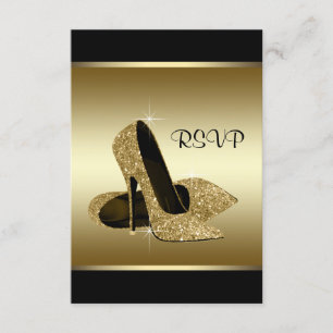 Svart Guld Högt Klacksko RSVP OSA Kort