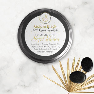 Svart & Guld Homemade SCrub eller Body Butter-etik Runt Klistermärke