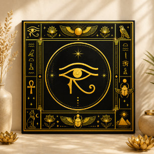 Svart Guld Horus öga Egyptisk Symbol Dekoration Kakelplatta
