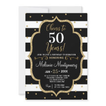 Svart guld hurrar födelsedagsfest inbjudan