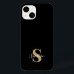 Svart & Guld | Initial Monogram Personligt Namn<br><div class="desc">Denna stilrena design för telefonfodral har en enkel modern design i svart och guld. Skapa ett unikt telefonfodral med anpassad initial och namn. Det blir en cool, unik present till någon speciell eller dig själv. Om du vill ändra teckensnitt eller position, klicka på "Anpassa ytterligare"-knappen och du kan redigera det....</div>