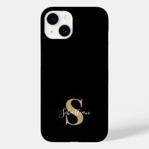 Svart & Guld Initial Monogram Personligt Namn