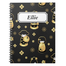 Svart guld- japanska dockor för elegant