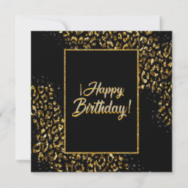 Svart Guld & Jewel Leopard Inbjudan