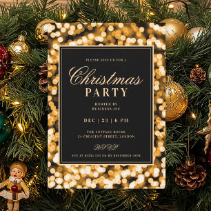 Svart & Guld Jul Glam Ljus Semesterfest Inbjudningar