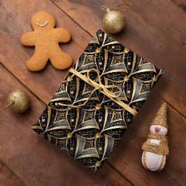 Svart Guld jul Mönster#15 ID1009 Presentpapper