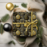 Svart Guld jul Mönster#20 ID1009 Presentpapper<br><div class="desc">Om du undrar vilka färg-kombinationer du har till plockan för din juldekoration och presentplakat i år, har jag skapat samlingar av samordning av mönster för att göra livet lite enklare. Denna ornitala, mycket realistiska design av julprydnader har en 3D-effekt och visas här i en slående palett med svart och guld....</div>