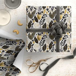 Svart Guld jul Mönster#21 ID1009 Presentpapper