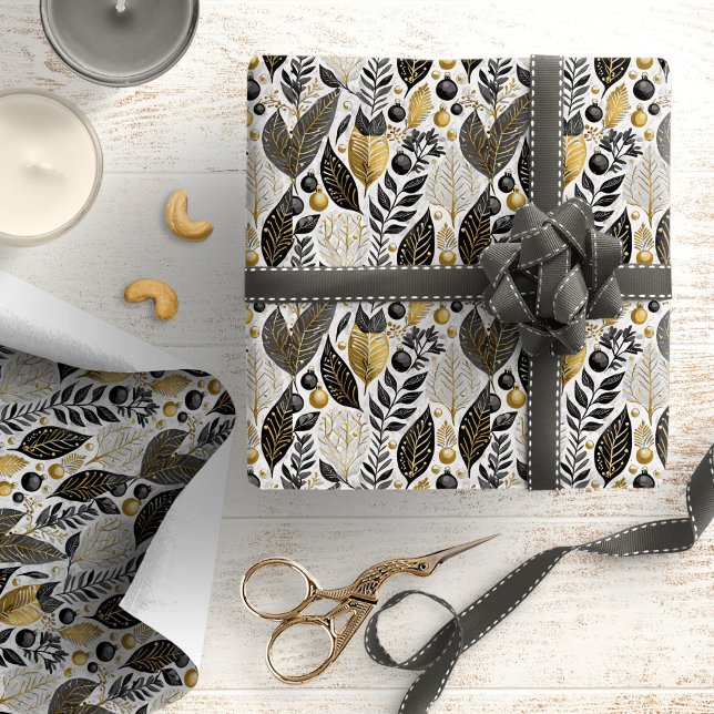 Svart Guld jul Mönster#21 ID1009 Presentpapper (Skapare uppladdad)