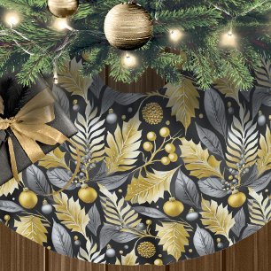 Svart Guld jul Mönster#22 ID1009 Julgransmatta Borstad Polyester