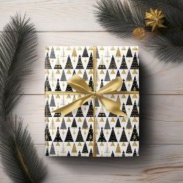 Svart Guld jul Mönster#25 ID1009 Presentpapper