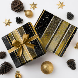 Svart Guld jul Mönster#27 ID1009 Presentpapper