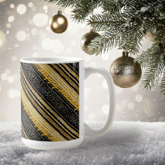 Svart Guld jul Mönster#28 ID1009 Kaffemugg