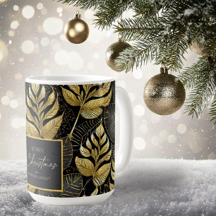 Svart Guld jul Mönster#29 ID1009 Kaffemugg