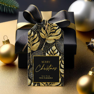 Svart Guld jul Mönster#29 ID1009 Presentetikett