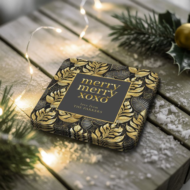 Svart Guld jul Mönster#29 ID1009 Underlägg Papper Kvadrat (Skapare uppladdad)