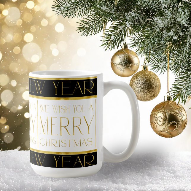 Svart Guld jul Mönster#35 ID1009 Kaffemugg (Skapare uppladdad)