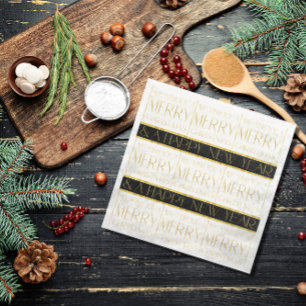 Svart Guld jul Mönster#35 ID1009 Pappersservett