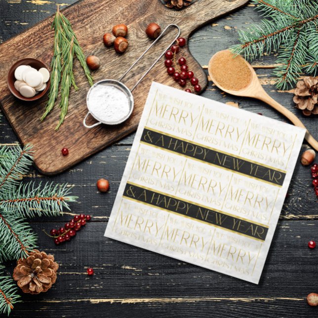 Svart Guld jul Mönster#35 ID1009 Pappersservett (Skapare uppladdad)