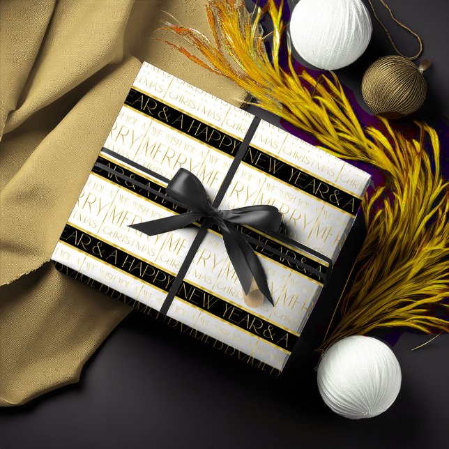 Svart Guld jul Mönster#35 ID1009 Presentpapper (Skapare uppladdad)