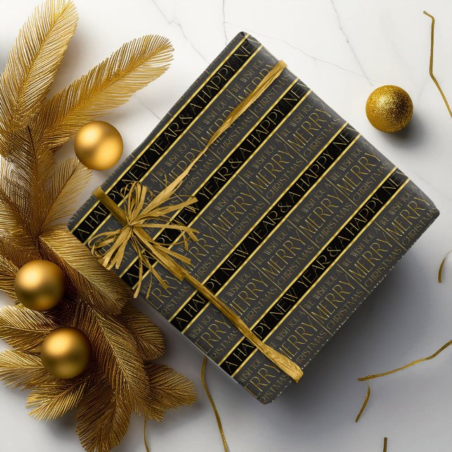 Svart Guld jul Mönster#35b ID1009 Presentpapper (Skapare uppladdad)
