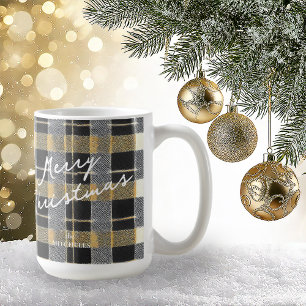 Svart Guld jul Mönster#7 ID1009 Kaffemugg