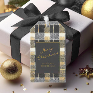 Svart Guld jul Mönster#7 ID1009 Presentetikett