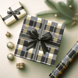 Svart Guld jul Mönster#7 ID1009 Presentpapper