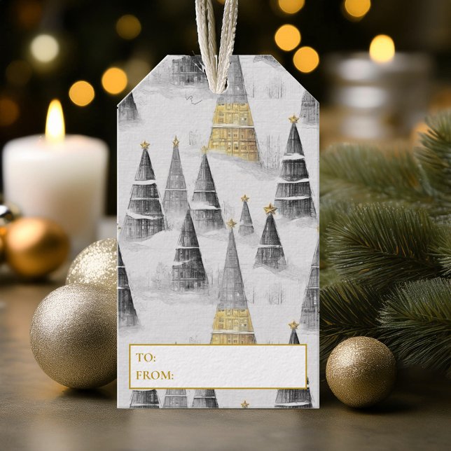 Svart Guld jul Mönster#8 ID1009 Presentetikett (Skapare uppladdad)