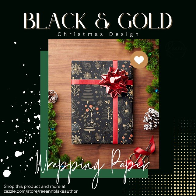 Svart & Guld Juldesign Presentpapper (Skapare uppladdad)