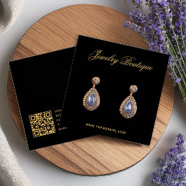 Svart Guld Kalligrafi QR-kod Örhänge Hållare Kort