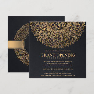 SVART GULD KLASISK ORNAMENTAL MANDALA STOR ÖPPNING INBJUDNINGAR