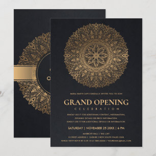 SVART GULD KLASISK ORNAMENTAL MANDALA STOR ÖPPNING INBJUDNINGAR