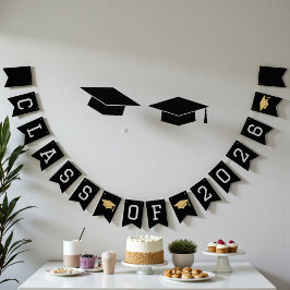 Svart & Guld Klass 2026 Examenfest Vimplar
