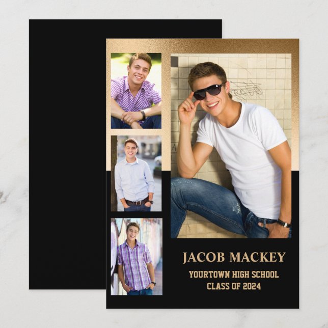 Svart Guld-klass av 2024 års High School Photo Meddelande (Fram/baksida)