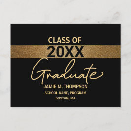 Svart Guld-klass för Studenten-meddelande Vykort