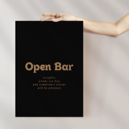 Svart Guld Klassisk Minimal Bröllops Öppen Bar Sky Poster