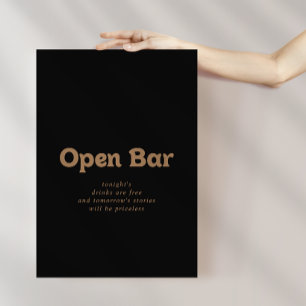 Svart Guld Klassisk Minimal Bröllops Öppen Bar Sky Poster